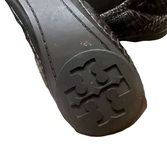 TORY BURCH Snakeskin Embossed Leather Eddie No Logo Ballerina Flats Size 5 - Picture 7 of 8